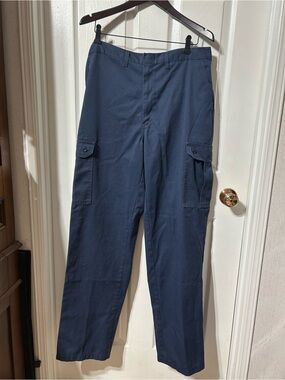 Men's Dark Navy Cargo Pants with Side Flap Pockets